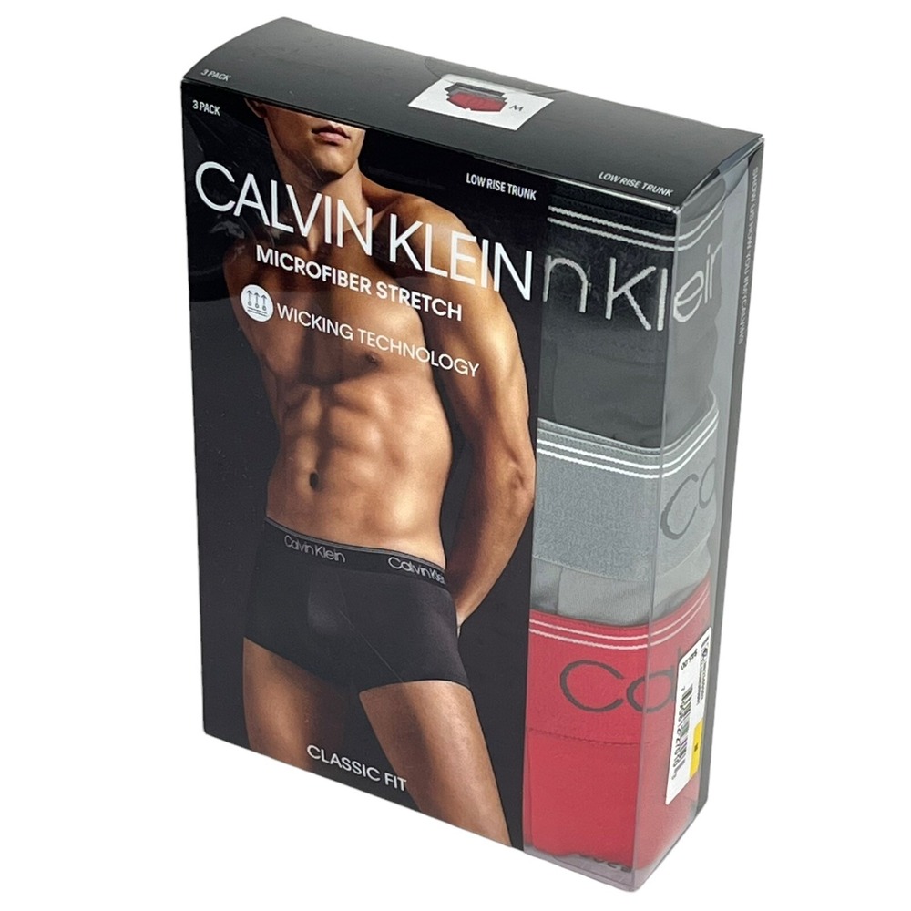 Calvin Klein Men's Trunks Underwear Size XL Multicolor 3-Pack Wicking Moisture